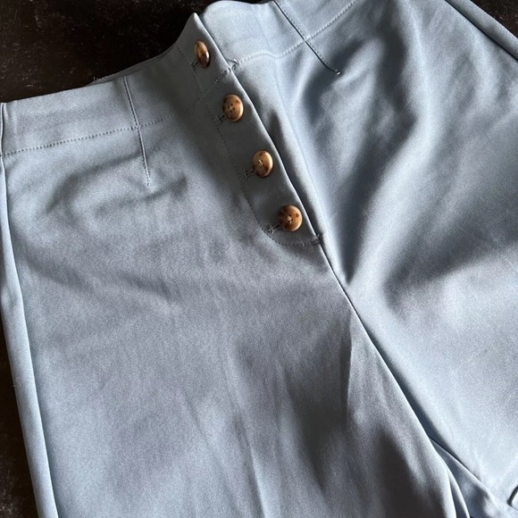 Loft Button Front High Waist Wide Leg Blue Pants Size 10 NWT $74.50 - Picture 5 of 13